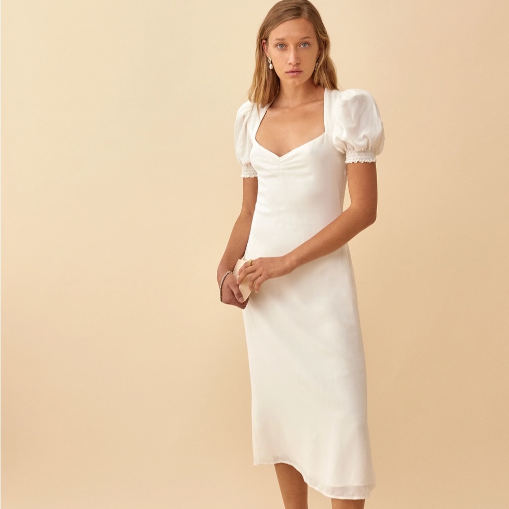 Reformation Luciana cap sleeve ivory dress